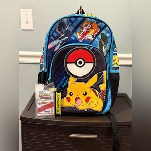 Pokemon Pikachu Backpack Kids 17-Inch Flashing Lights Trading Card Pack Bioworld